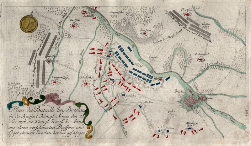 Gravure Originale De Wrocław (Silésie) Vers 1758 - Carte Géographique, Cuivre, Cadre Avec Passepartout