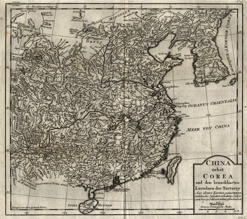 B14 Alte historische Landkarte 1898 Östliches China mit Korea. 